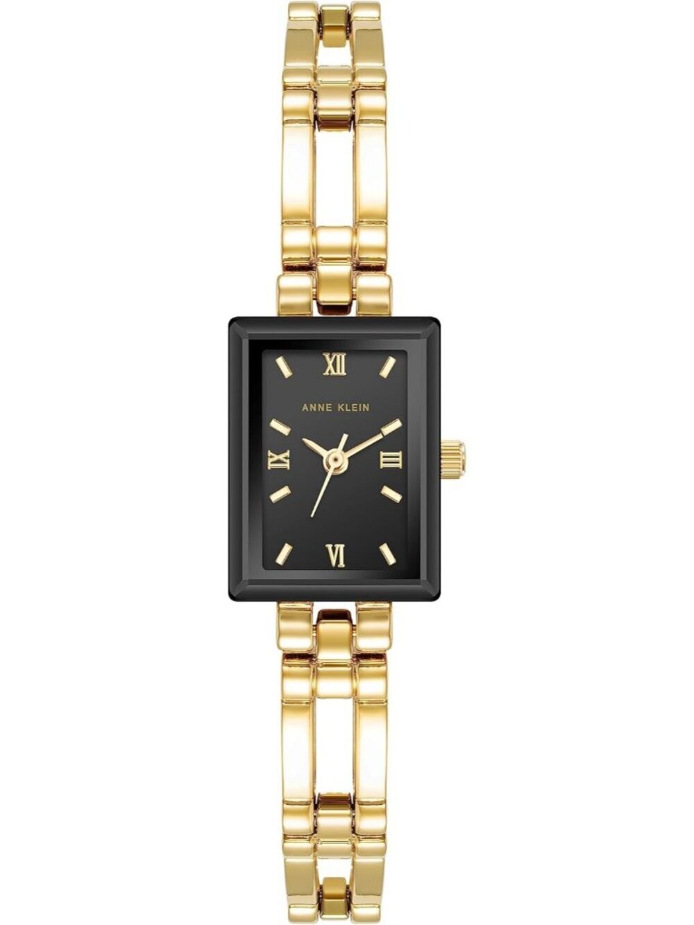 Anne Klein Women Gold Black Analog Japanese Quartz Fashion Bracelet Square Watch